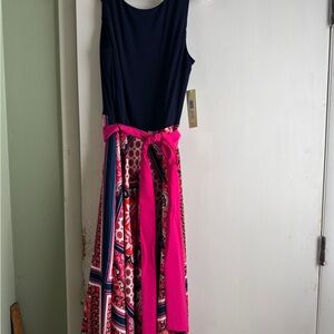 Chic Navy and Pink Maxi Dress